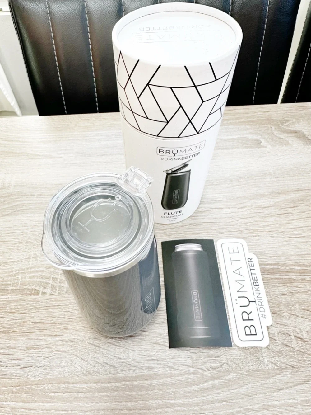 BrüMate Insulated Champagne Flute 12oz with Flip-Top Lid